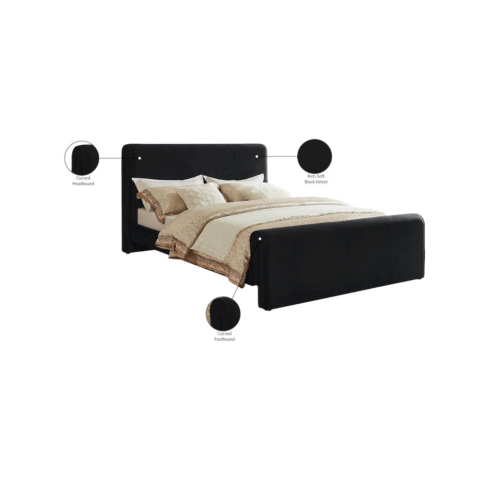 Sloan Black Velvet King Bed
