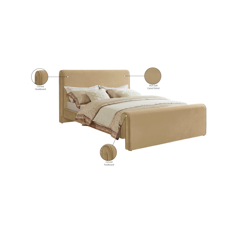 Sloan Camel Velvet King Bed