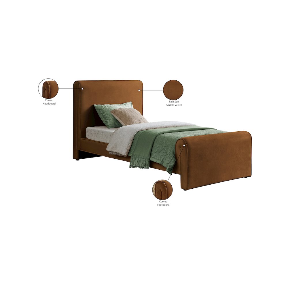 Sloan Saddle Velvet Twin Bed