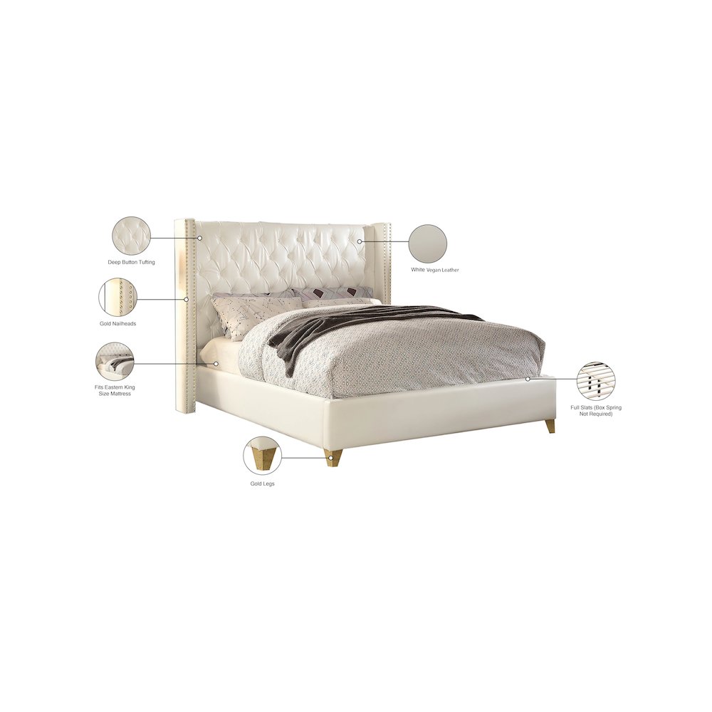 Soho White Vegan Leather King Bed