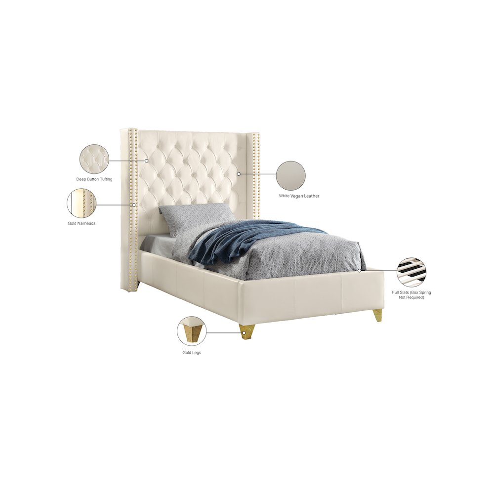 Soho White Vegan Leather Twin Bed