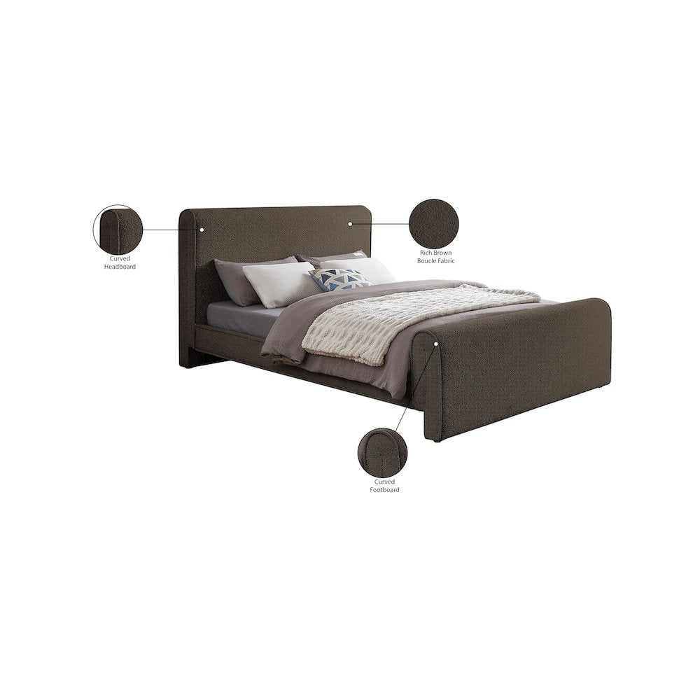 Stylus Brown Boucle Fabric Queen Bed