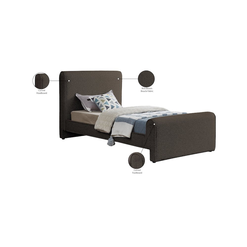 Stylus Brown Boucle Fabric Twin Bed