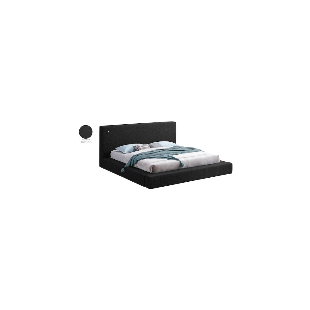 Terra Black Boucle Fabric Queen Bed