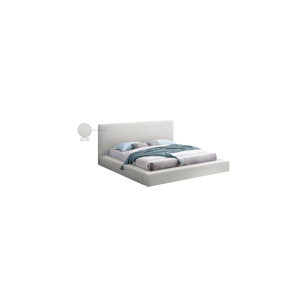 Terra Cream Boucle Fabric Full Bed