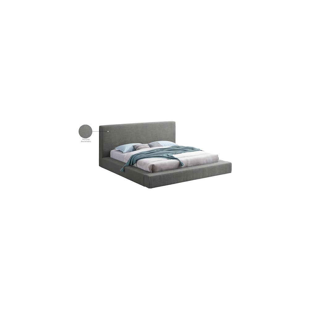Terra Grey Boucle Fabric Full Bed