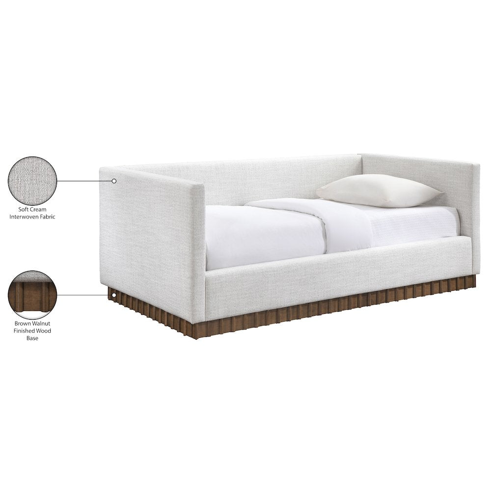 Teva Cream Linen Textured Fabric Upholstered Twin Daybed