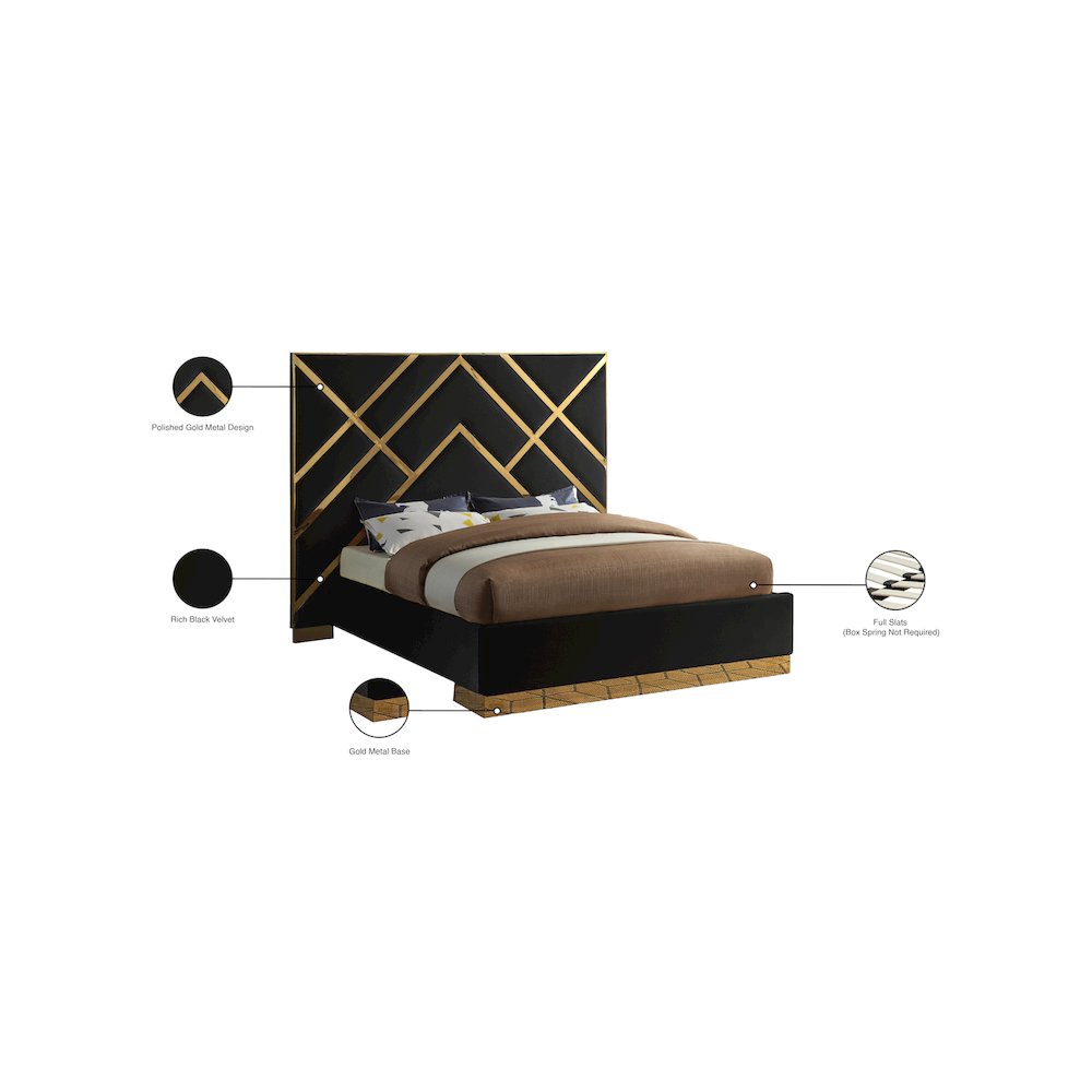 Vector Black Velvet King Bed
