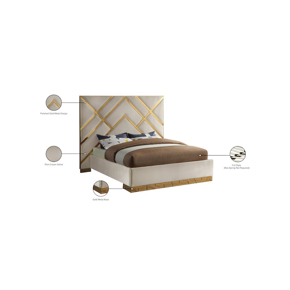 Vector Cream Velvet King Bed