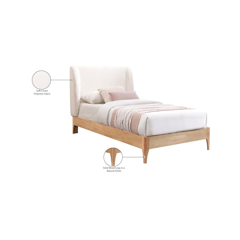 Ventura Cream Polyester Fabric Twin Bed