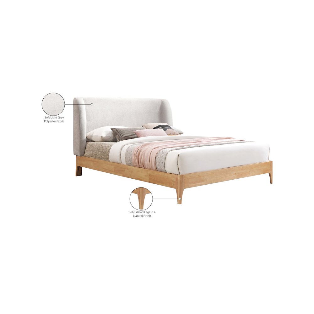 Ventura Grey Polyester Fabric Full Bed