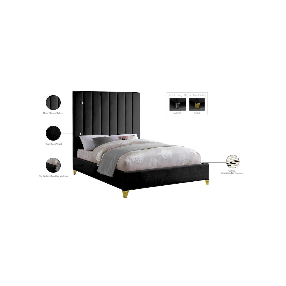 Via Black Velvet King Bed