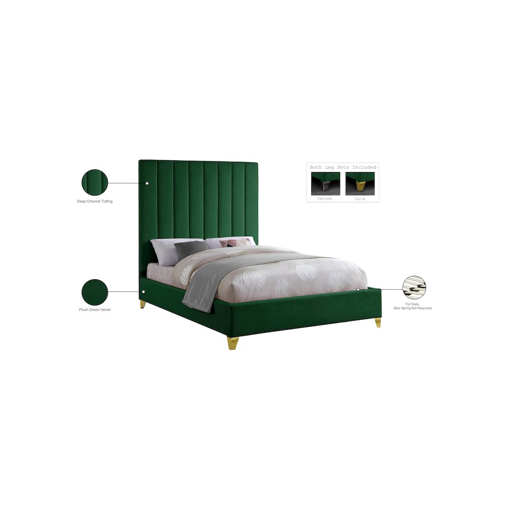 Via Green Velvet Full Bed
