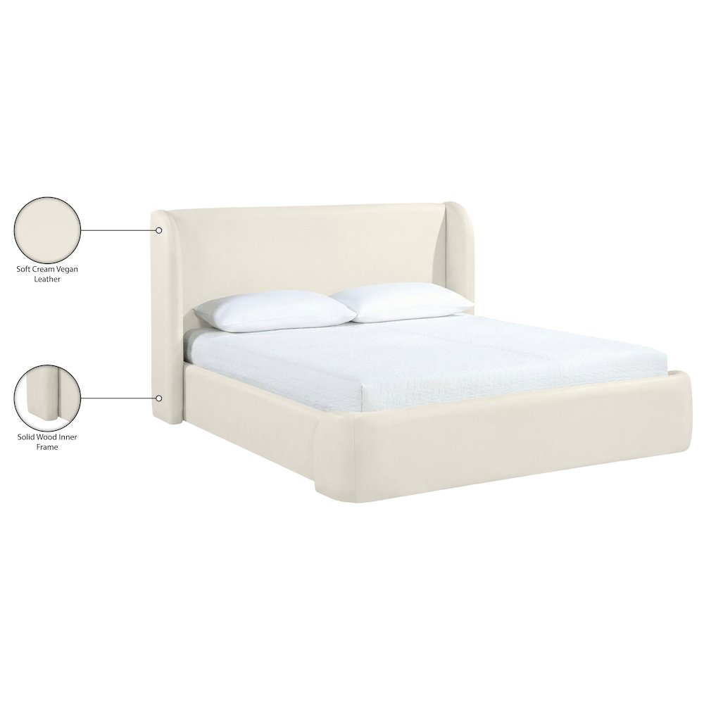 Warby Cream Vegan Leather Upholstered King Bed