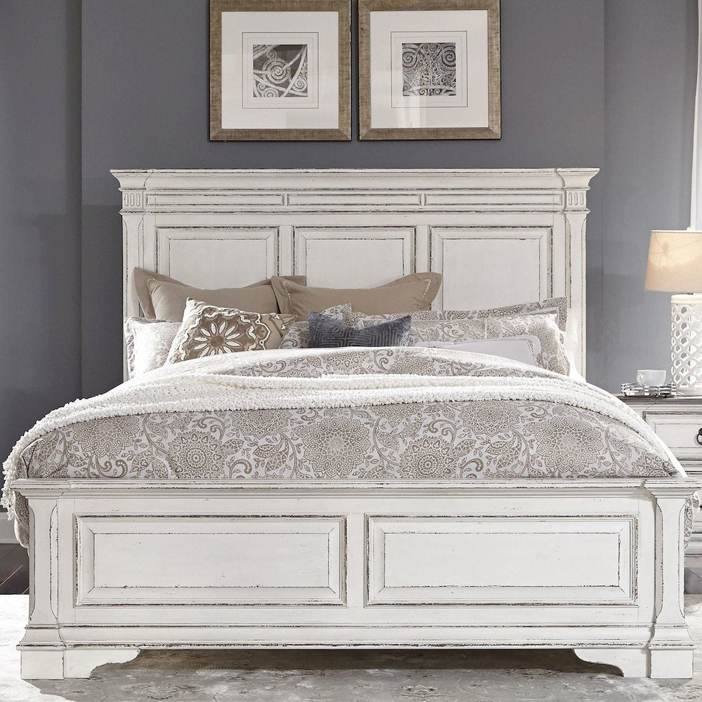 Abbey Park King Panel Bed in Antique White