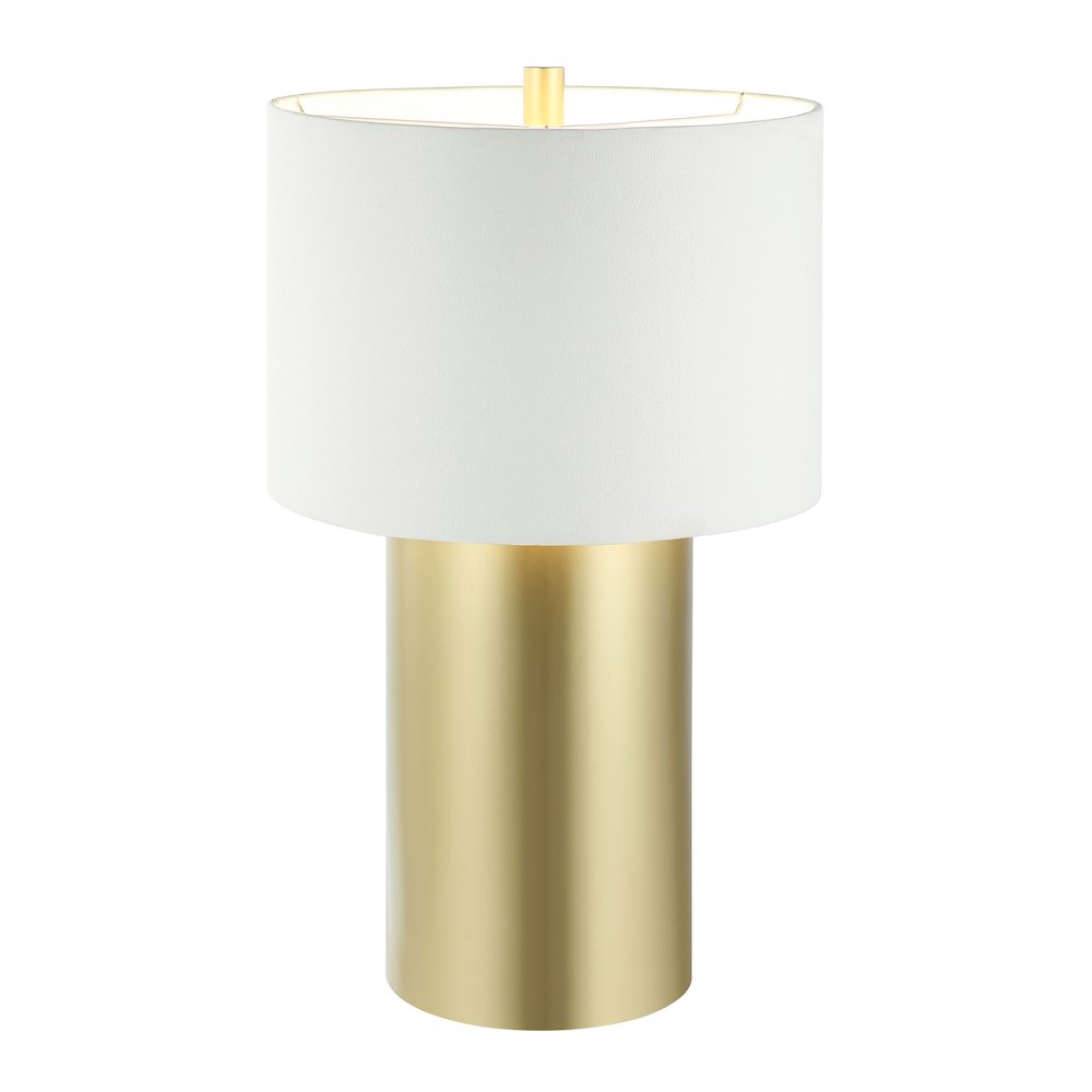 Secret Agent 1-Lt Table Lamp - Painted Gold/White Leather