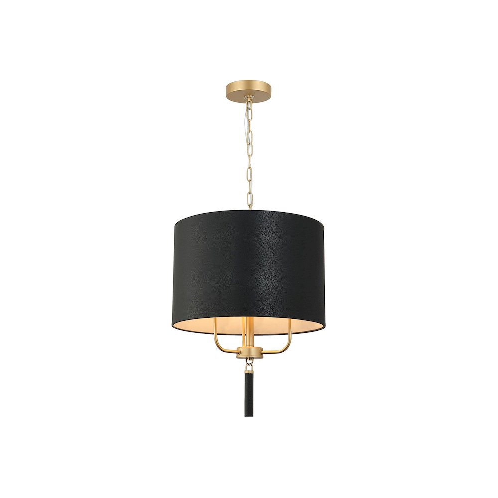 Secret Agent 3-Lt Pendant - Painted Gold/Black Leather
