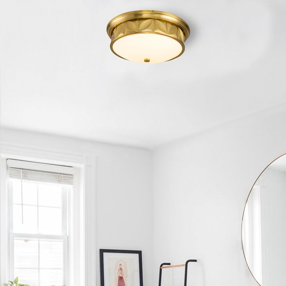Epsilon 3 Light Flush Mount Aged Brass