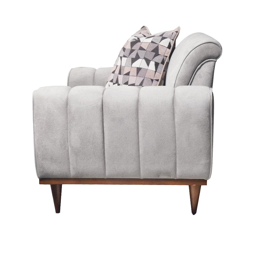 Balboa Chenille Chair and a Half - Shell Gray/Warm Walnut