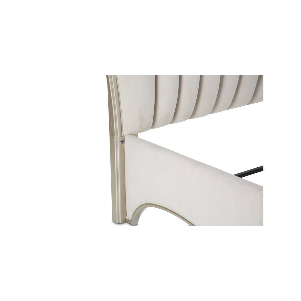 London Place Cal. King Velvet Panel Bed - Creamy Pearl