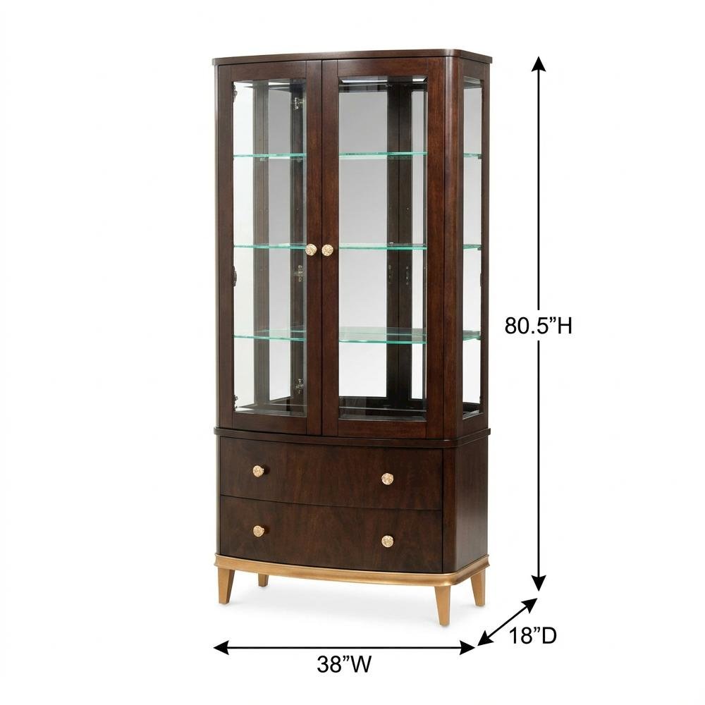 Camellia Field Display Cabinet - Warm Pecan