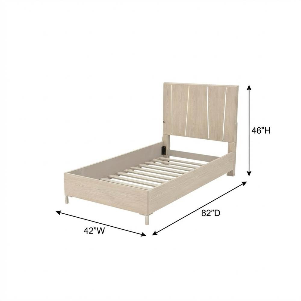 Lotus Bay Twin Panel Bed with LED Lights - Sand