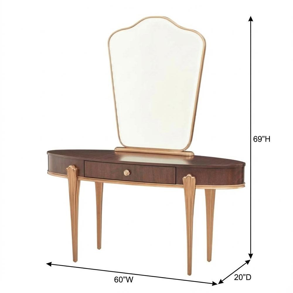 Camellia Field Vanity with Mirror - Warm Pecan