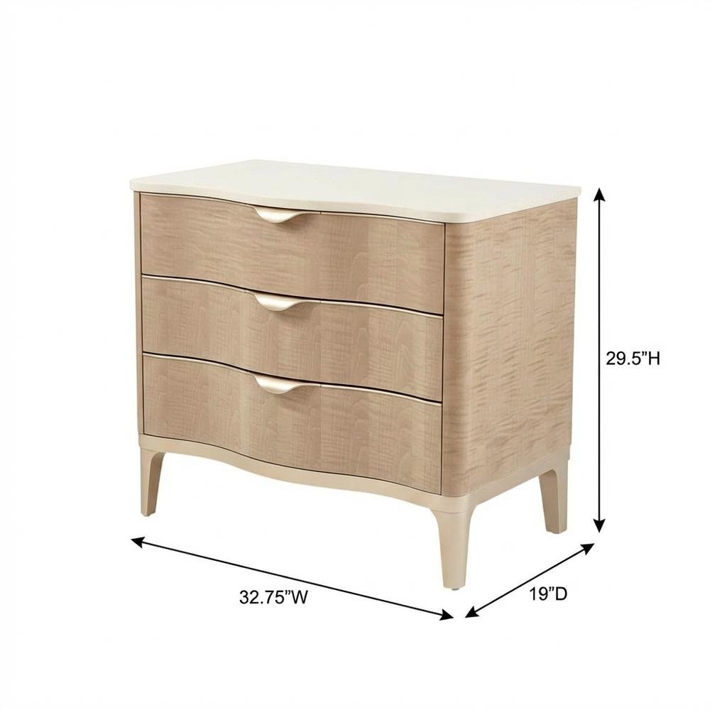 Malibu Crest 3-Drawer Nightstand - Blush
