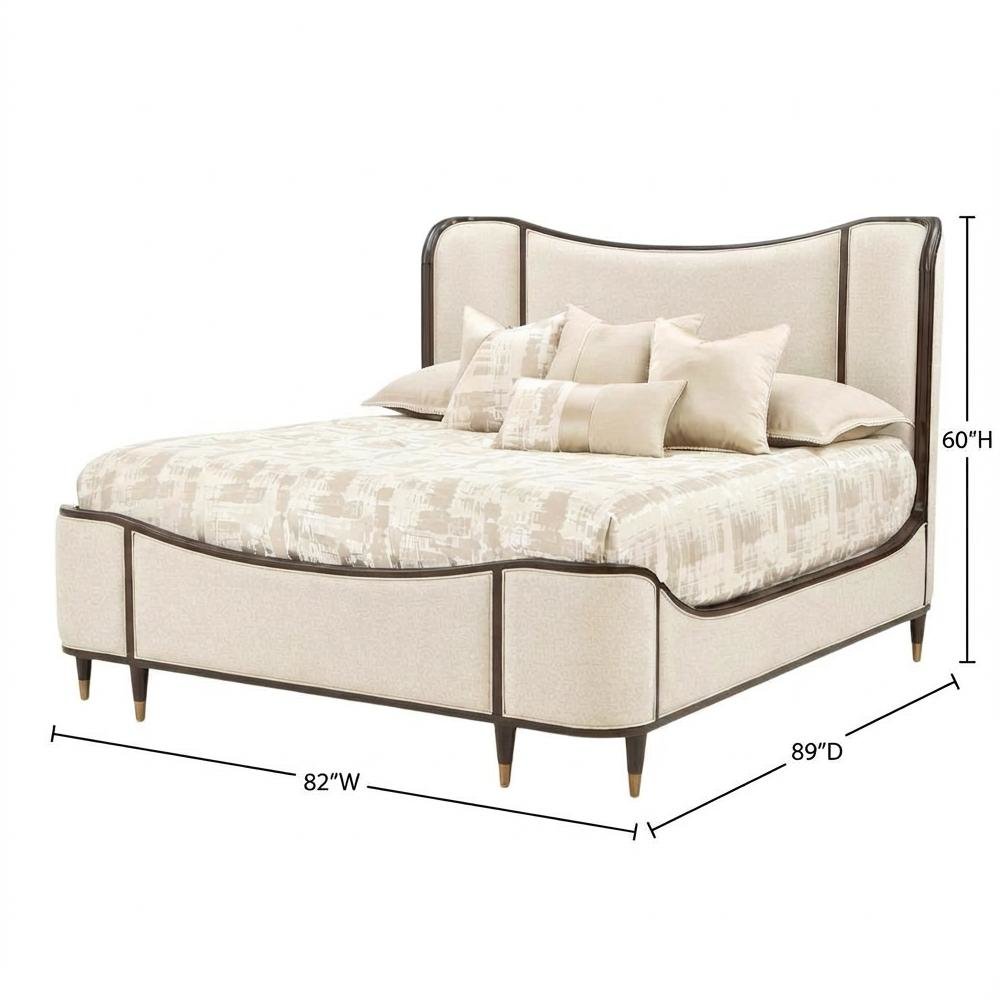 Camellia Field King Upholstered Bed - Warm Pecan