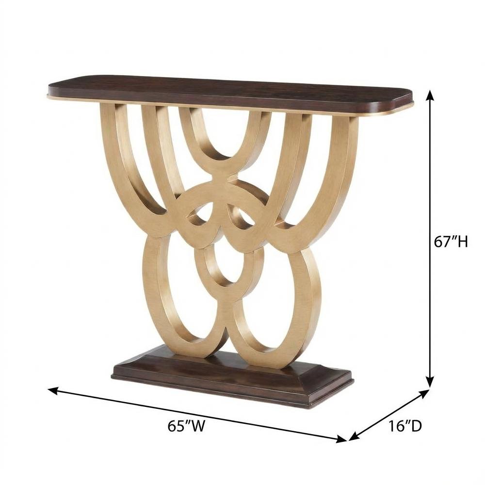Camellia Field Console Table with Mirror - Warm Pecan