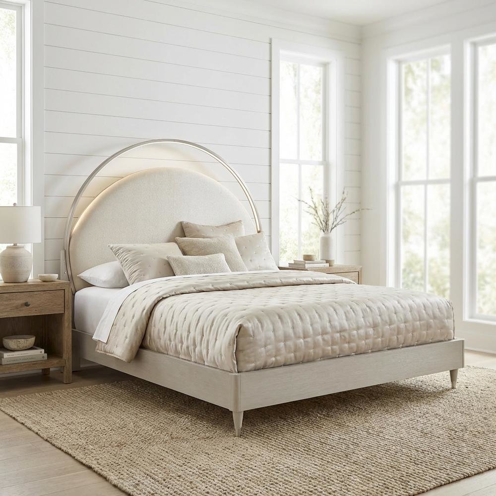 Eclipse Cal King Upholstered Bed with LED Lights - Moonlight