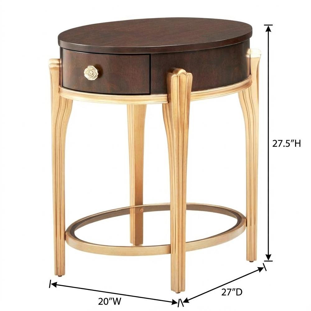 Camellia Field End Table with Drawer - Warm Pecan