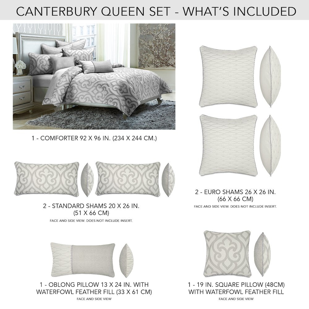 Canterbury 7-Piece Queen Comforter Set - Silver