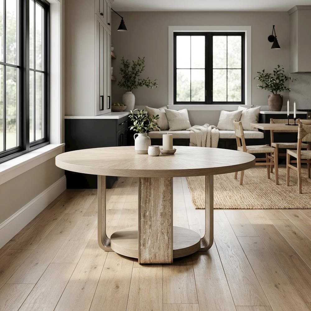 Lotus Bay 60" Round Dining Table - Sand