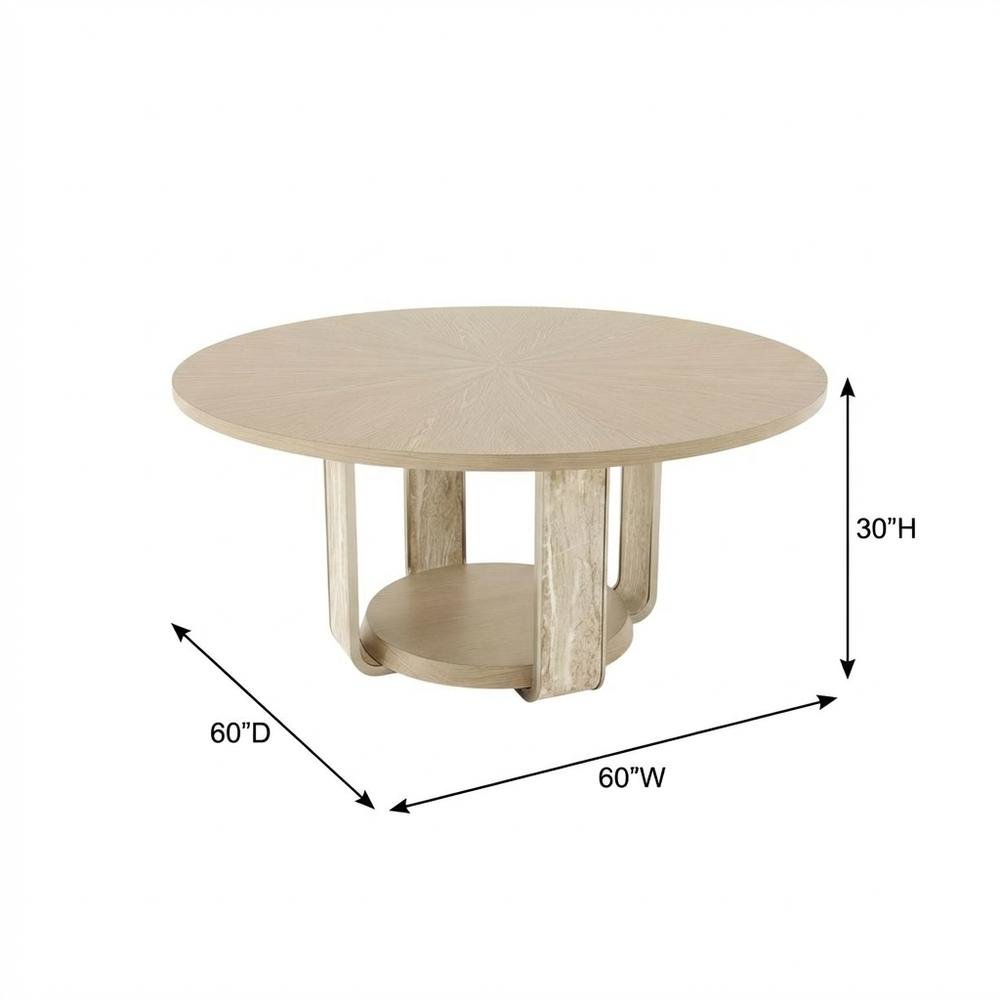 Lotus Bay 60" Round Dining Table - Sand