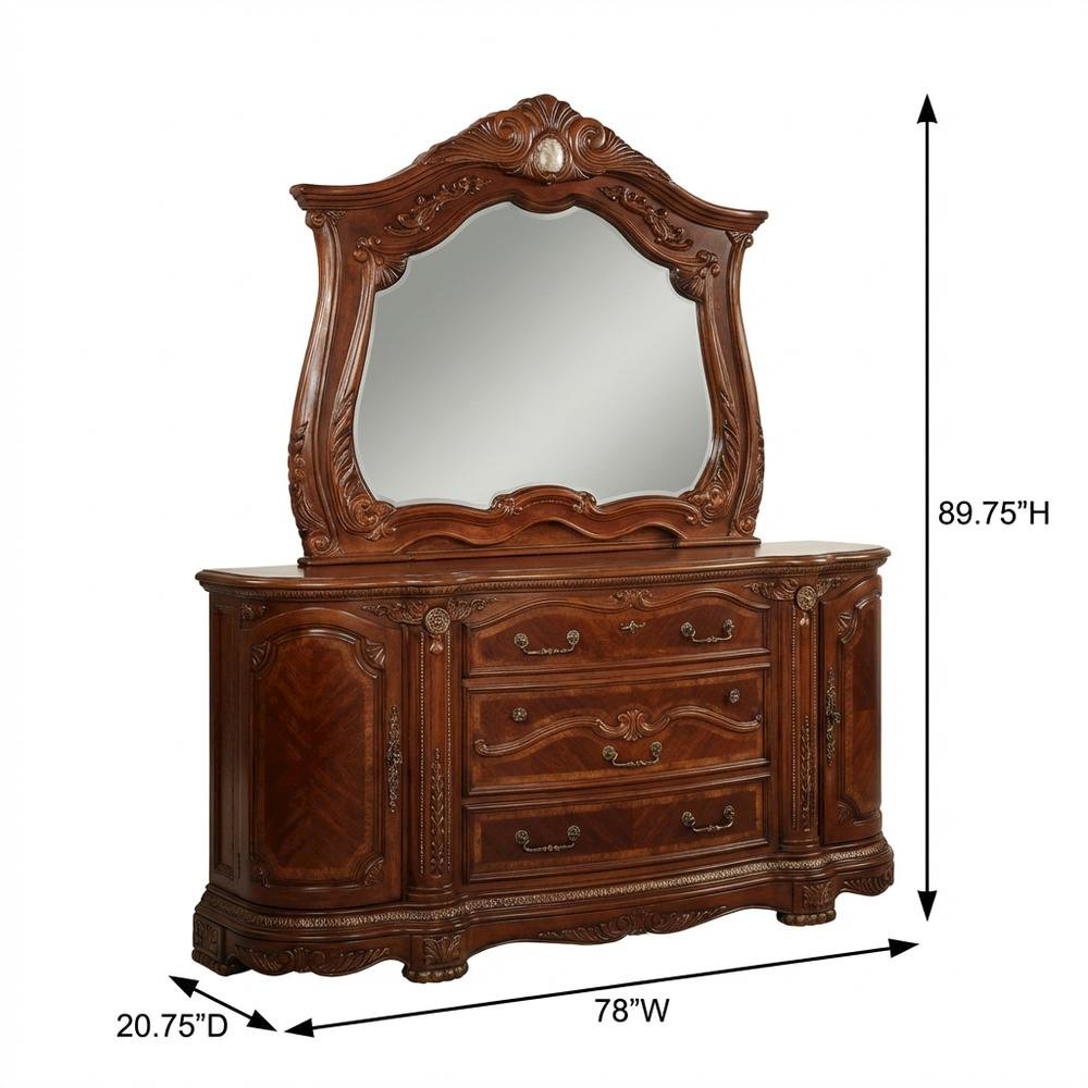 Cortina Dresser & Mirror - Honey Walnut