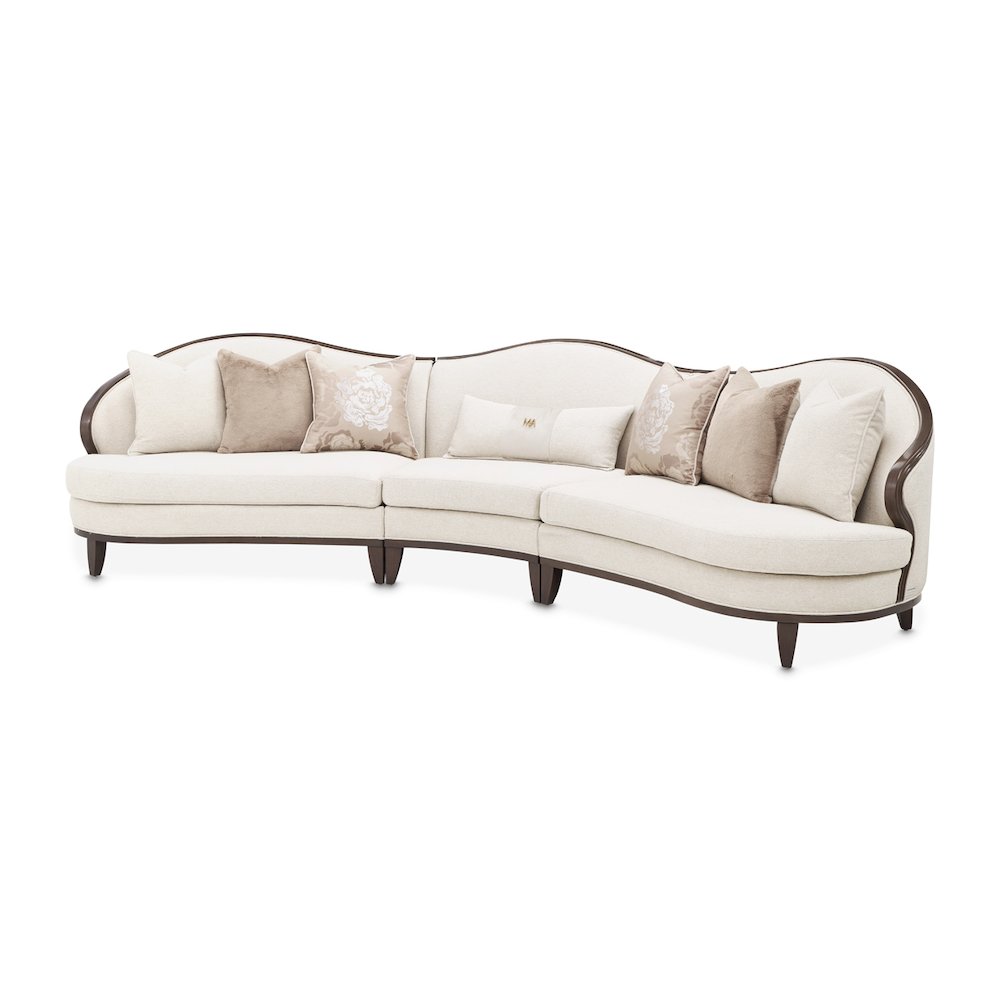 Camellia Field 3-Piece Chenille Sofa - Linen/Warm Pecan