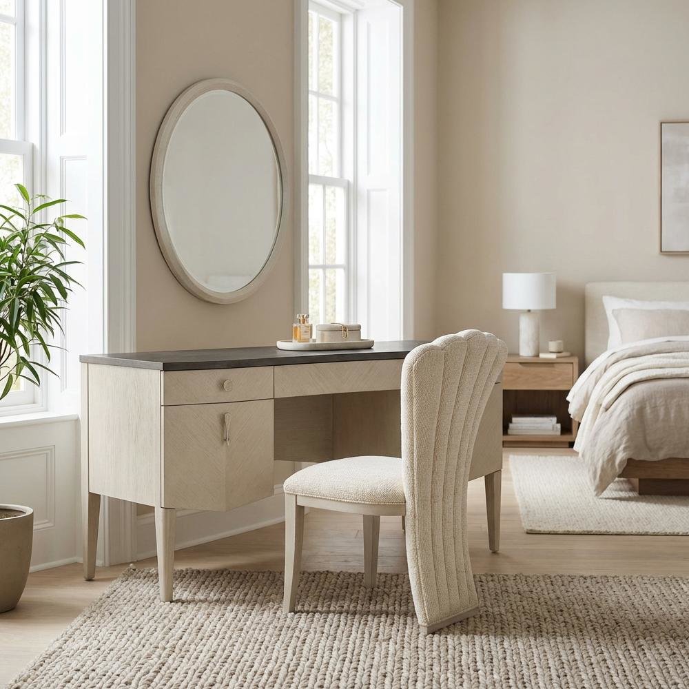 Fantosini Vanity Set with Mirror & Chair - Silver Mist