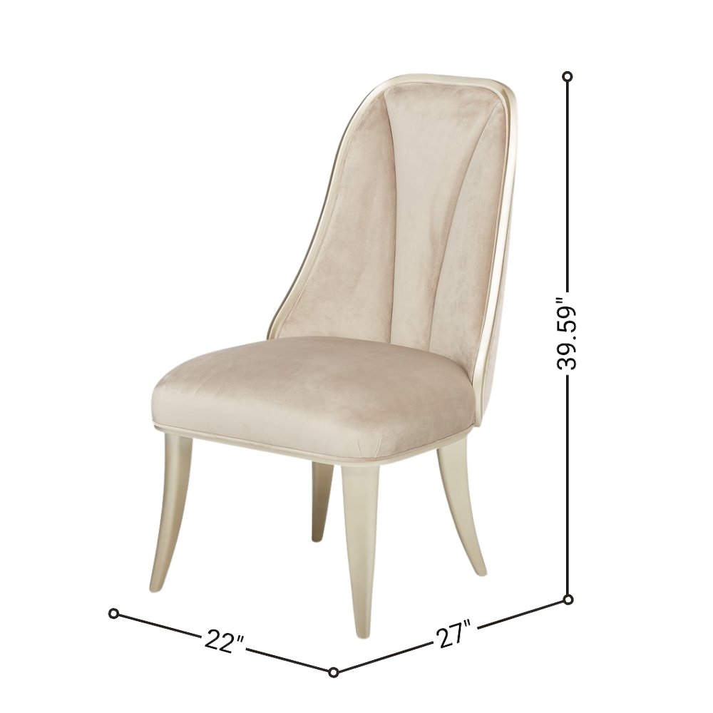 Velvet Chairs Set of 2, Beige Chairs for Dining Table with Tall Back