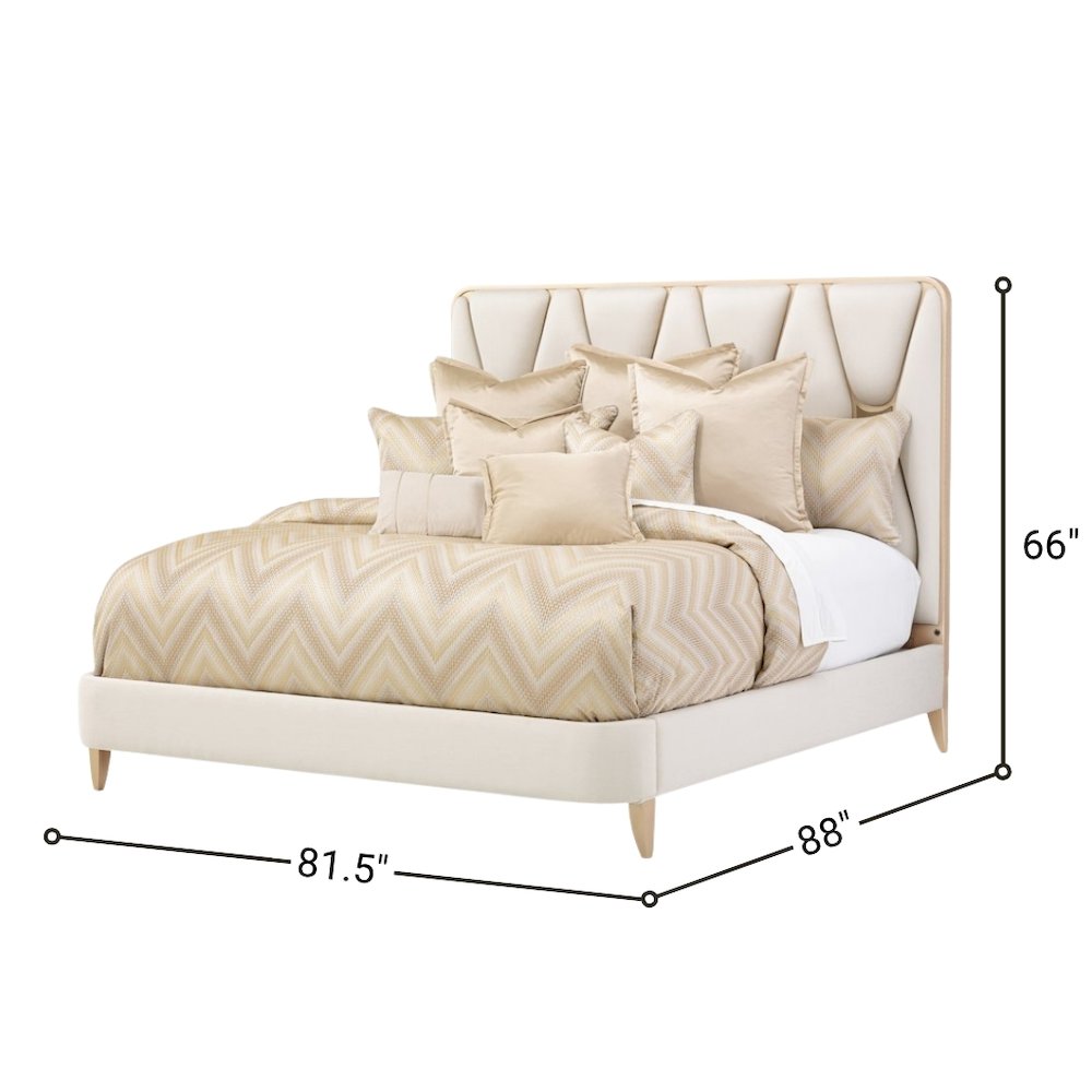 Champagne Color King Platform Bed with Headboard and Frame Design
