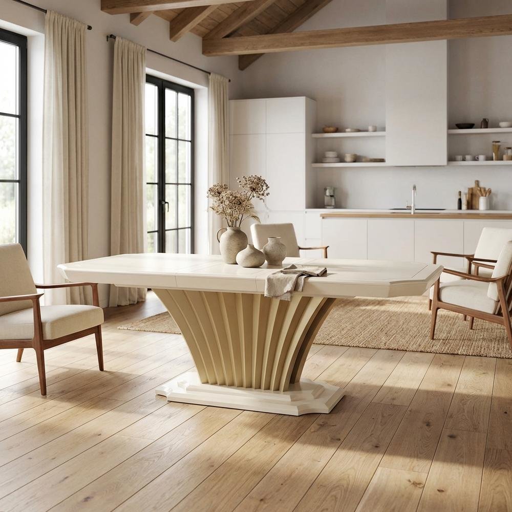 Fantosini Pedestal Dining Table - Creamy Pearl