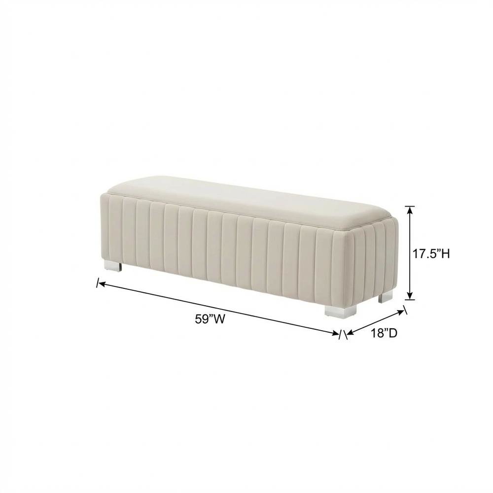 Amaryllis Velvet Accent Bench - Taupe/Chrome
