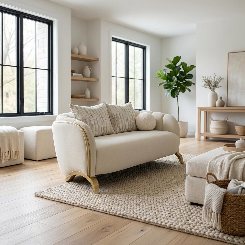 Scotts Square Loveseat - Cornsilk/Light Champagne