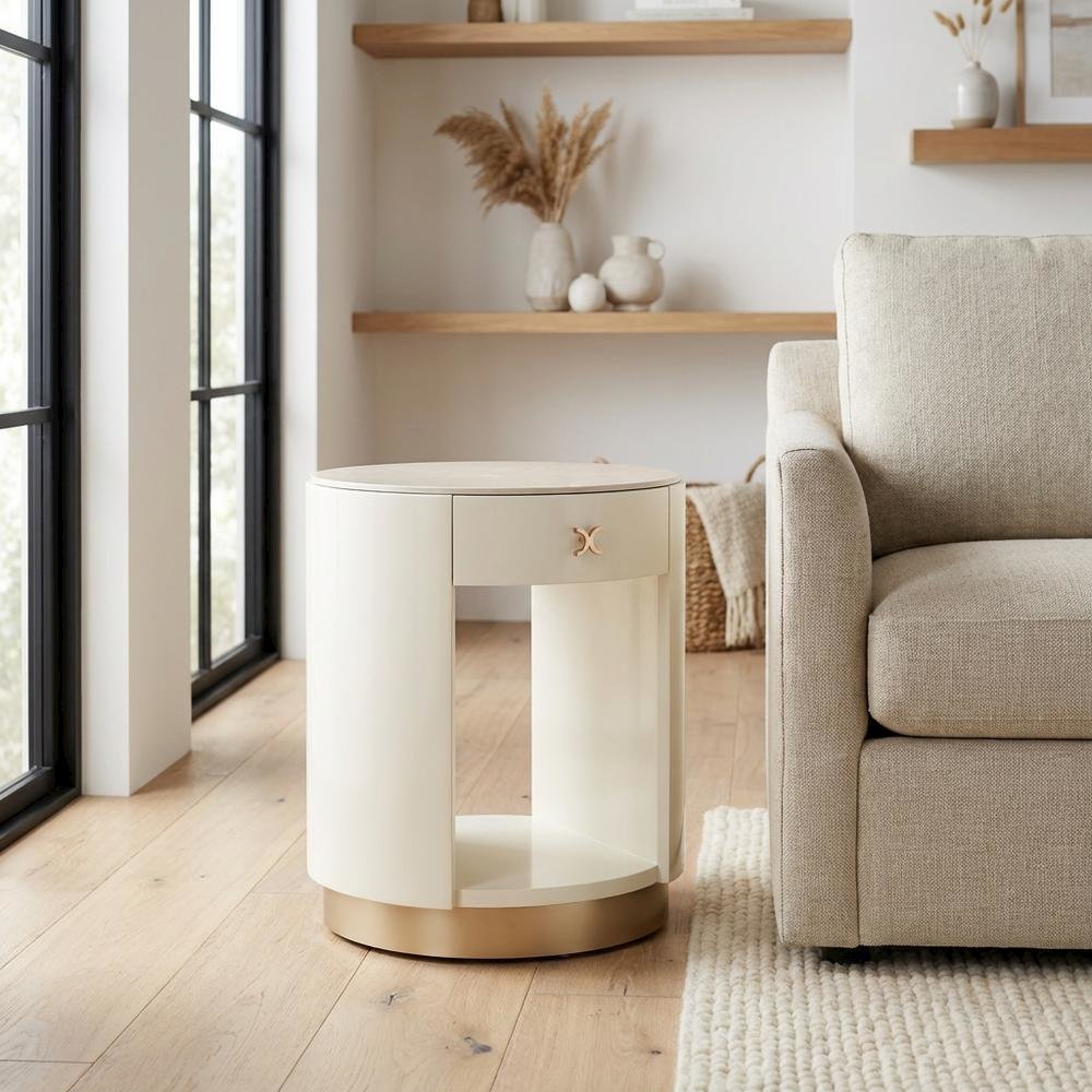 La Rachelle Round End Table - Champagne