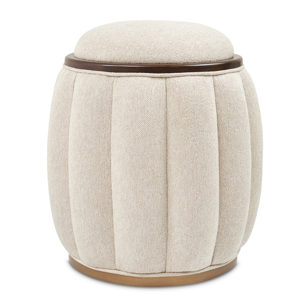 Camellia Field Round Bench - Linen/Warm Pecan
