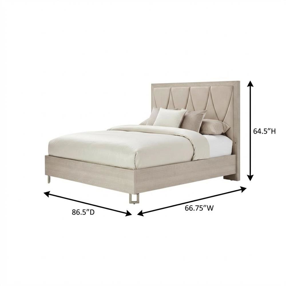Marin Queen Panel Bed - Greige