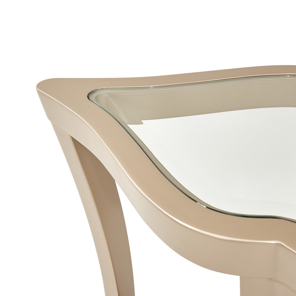 Malibu Crest End Table with Glass Top - Chardonnay