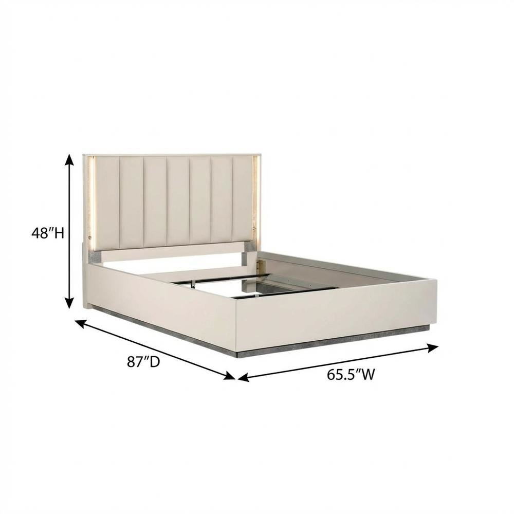 Pavira Queen Bed with LED Lights - Stone