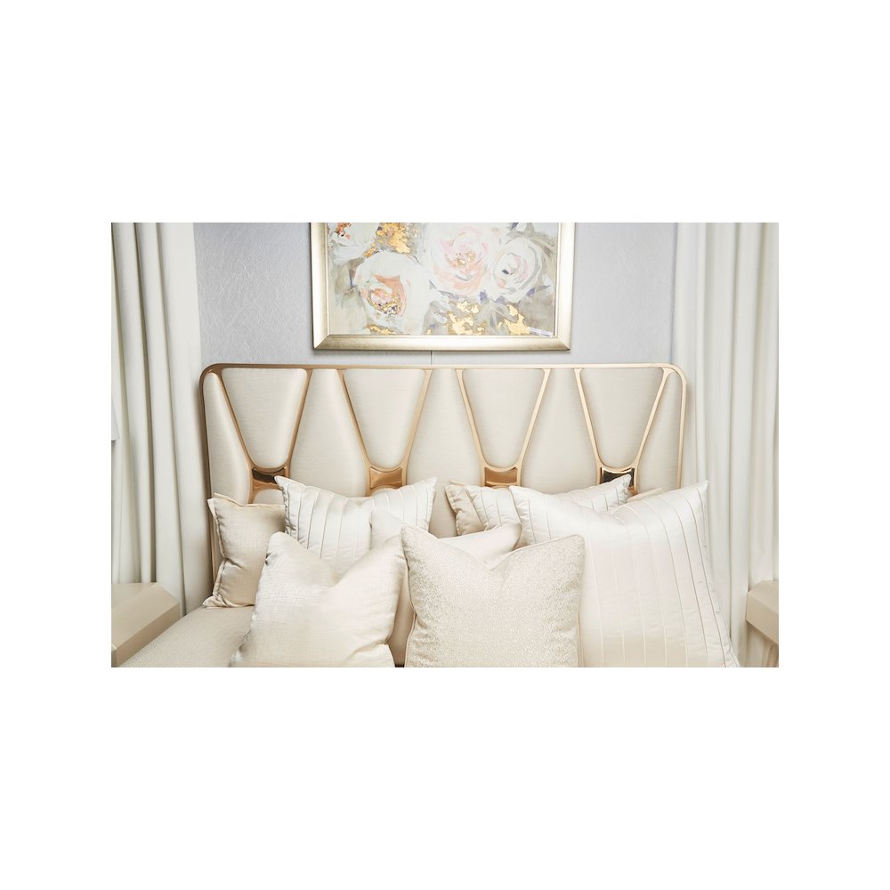 La Rachelle Queen Upholstered Panel Bed - Champagne