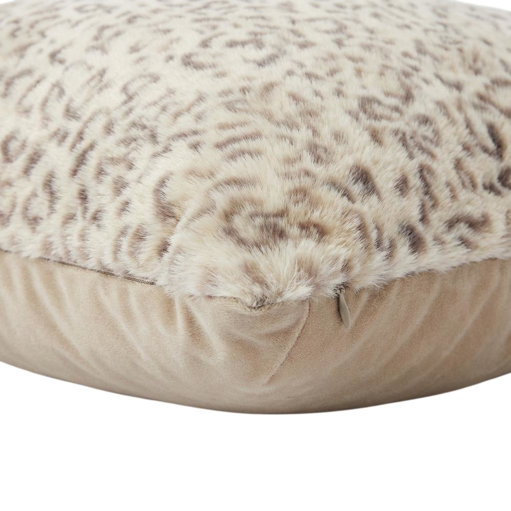 Snow Leopard 20" Square Pillow, Set of 2 - Natural